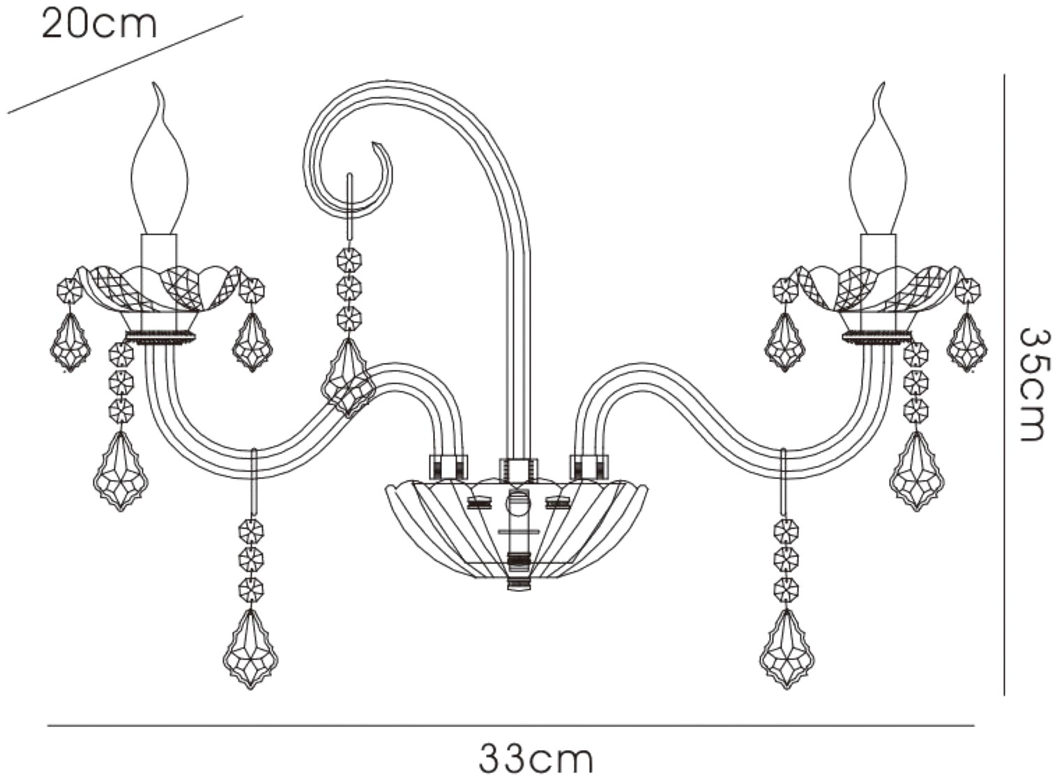 IL30456  Tiana Crystal Wall Lamp 2 Light